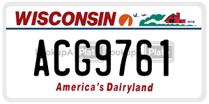 ACG9761  license plate in WI