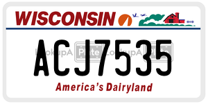 ACJ7535  license plate in WI