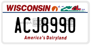 ACJ8990  license plate in WI