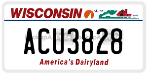 ACU3828 license plate in Wisconsin