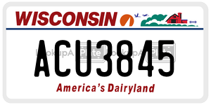 ACU3845 license plate in Wisconsin