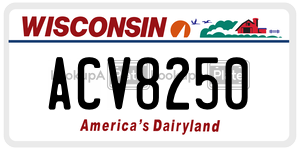 ACV8250  license plate in WI