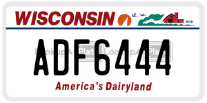 ADF6444 license plate in Wisconsin