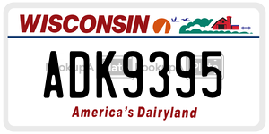 ADK9395  license plate in WI