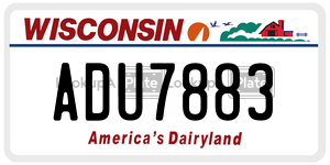 ADU7883  license plate in WI
