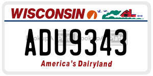 ADU9343  license plate in WI