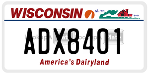 ADX8401 license plate in Wisconsin