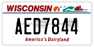 AED7844  license plate in WI