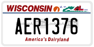 AER1376  license plate in WI