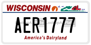 AER1777  license plate in WI