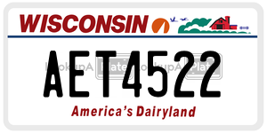 AET4522  license plate in WI