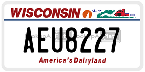 AEU8227  license plate in WI