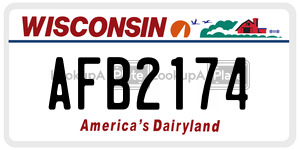 AFB2174  license plate in WI