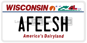 AFEESH license plate in Wisconsin