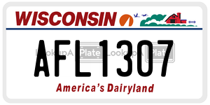 AFL1307 license plate in Wisconsin