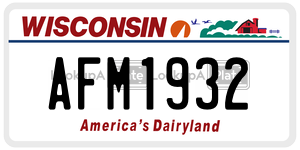 AFM1932 license plate in Wisconsin