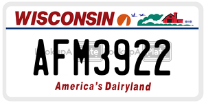 AFM3922  license plate in WI
