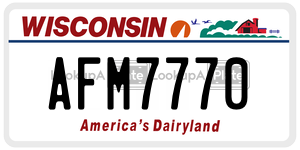 AFM7770 license plate in Wisconsin