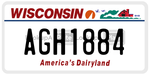 AGH1884 license plate in Wisconsin