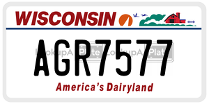 AGR7577  license plate in WI