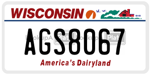 AGS8067 license plate in Wisconsin