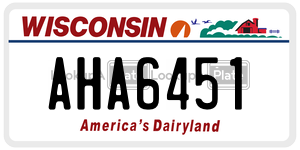AHA6451  license plate in WI