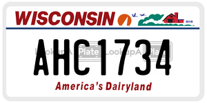 AHC1734 license plate in Wisconsin