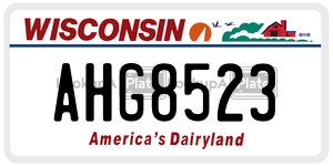 AHG8523  license plate in WI