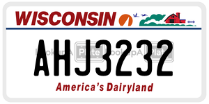AHJ3232  license plate in WI