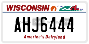 AHJ6444  license plate in WI