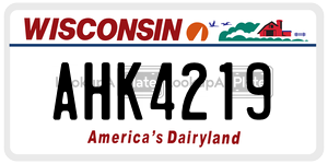AHK4219  license plate in WI
