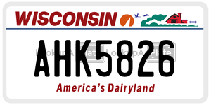 AHK5826  license plate in WI