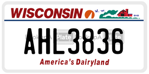 AHL3836  license plate in WI