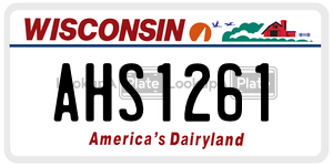AHS1261 license plate in Wisconsin