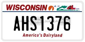 AHS1376 license plate in Wisconsin