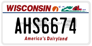 AHS6674  license plate in WI