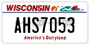 AHS7053  license plate in WI
