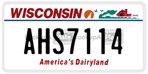 AHS7114  license plate in WI