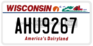 AHU9267  license plate in WI
