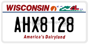 AHX8128 license plate in Wisconsin