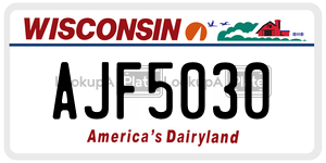 AJF5030  license plate in WI
