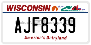 AJF8339 license plate in Wisconsin