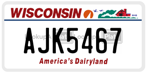 AJK5467  license plate in WI