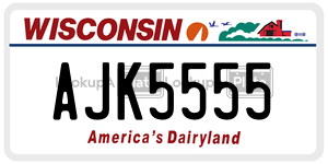 AJK5555  license plate in WI