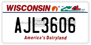 AJL3606 license plate in Wisconsin