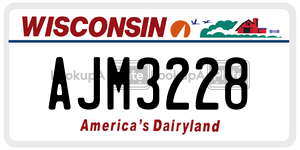 AJM3228 license plate in Wisconsin