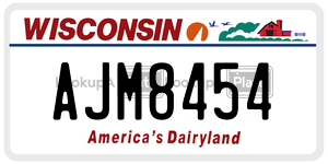 AJM8454  license plate in WI