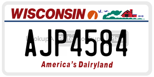 AJP4584  license plate in WI