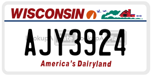 AJY3924  license plate in WI