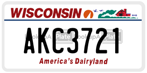 AKC3721  license plate in WI